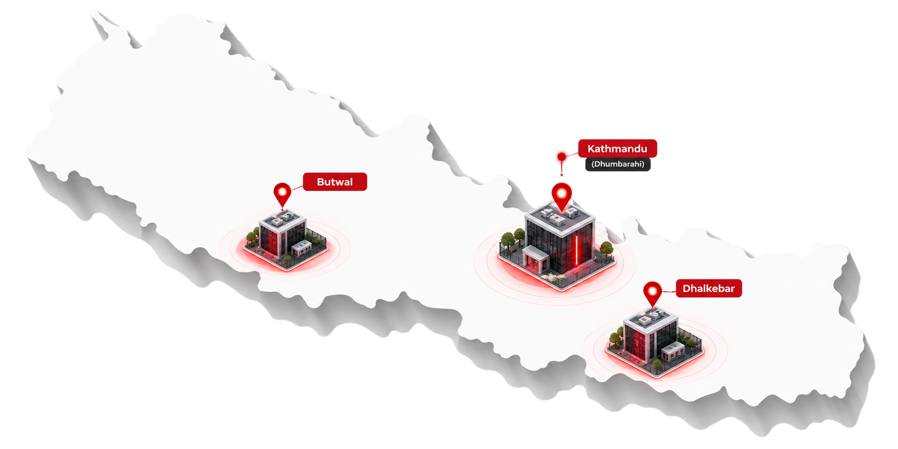 Nepal map showing data center locations